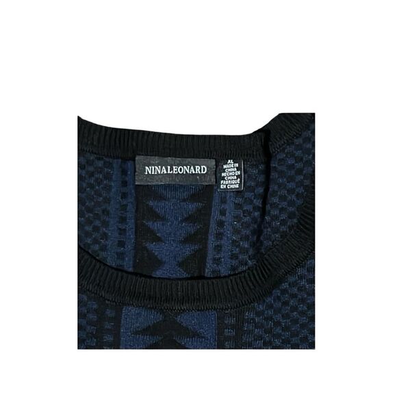 NINA LEONARD Fit and Flare Knit Geometric sweater  dress size XL - Picture 3 of 9